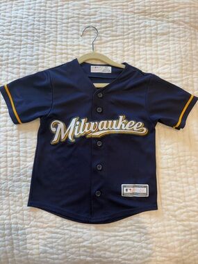 Milwaukee Brewers Navy Kids Baseball Jersey - Official MLB Style